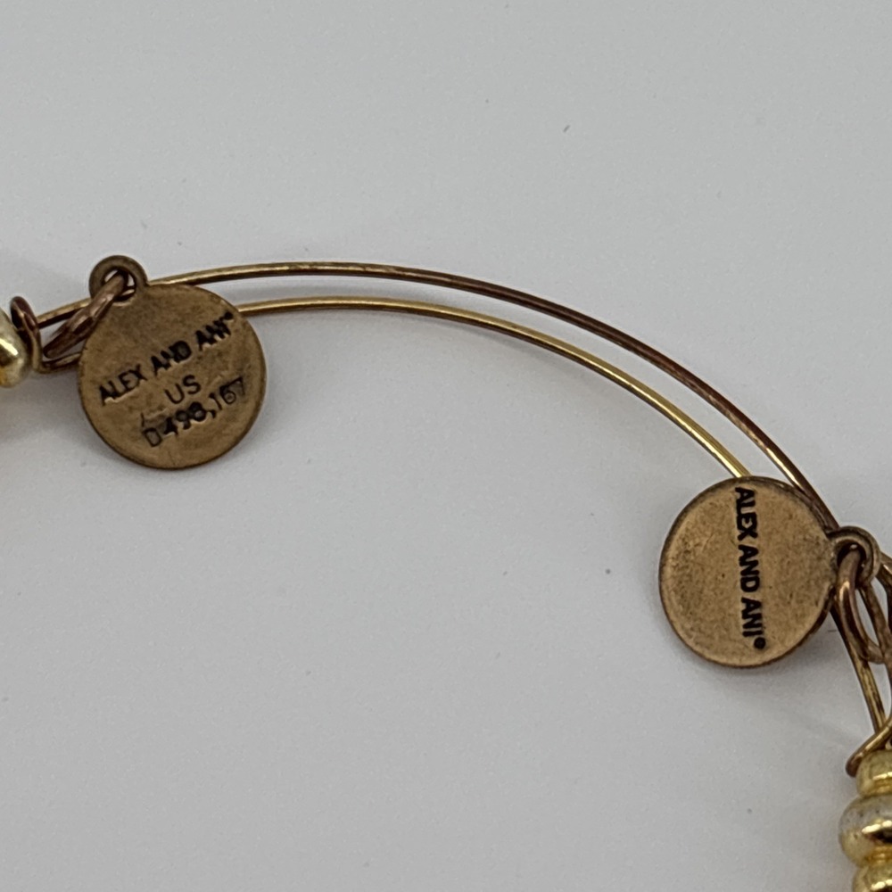 Alex and Ani Swarovski Beaded Rouge Expandable Wire Bangle Bracelet Pink/Gold - Picture 3 of 7